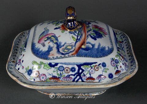 Mason's Ironstone China Vegetable Tureen - Long-Tailed Bird Pattern