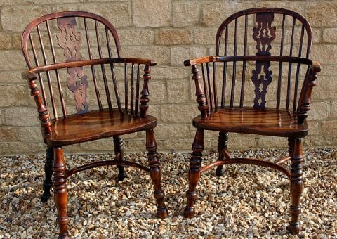 Pair of Yew Wood Windsor Chairs