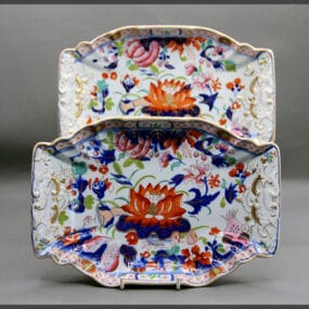 Pair of Mason's Ironstone China Dessert Dishes Water Lily Pattern