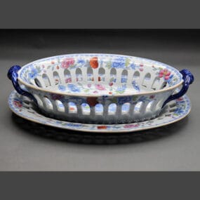 Rare Mason's Ironstone China Chestnut Basket & Stand